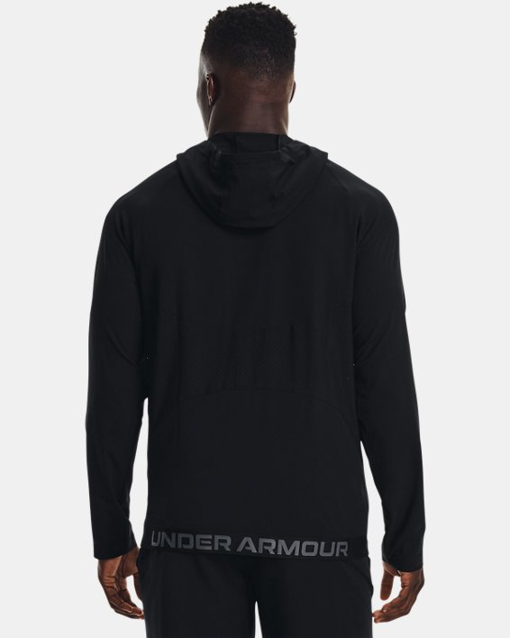 Men's UA Woven Perforated Windbreaker Jacket in Black image number 1